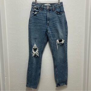 Abercrombie & Fitch Distressed High Rise Mom Jean Curve Love Size 25